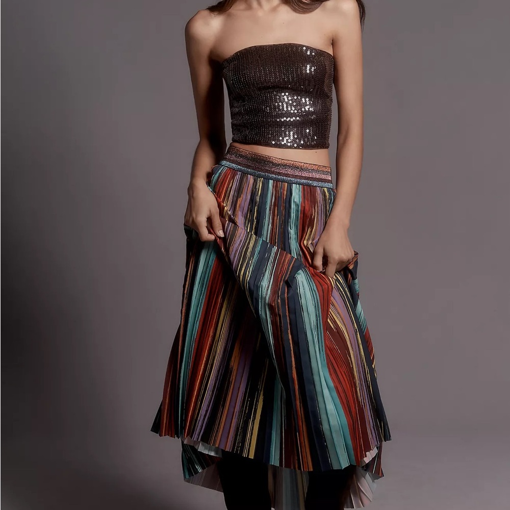 Multicolor Striped Midi Skirt